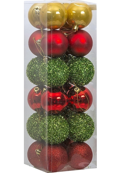 Asılabilir Yılbaşı Yeniyıl Ağacı Süsü 6cm Top Karışık-2 24 Lü Christmas Tree Ornaments Yeni Yıl Süsleri