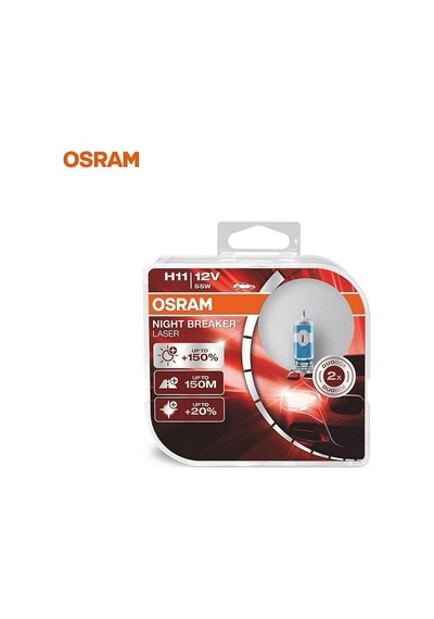 Osram 12v H11 Ampul 55w +%150 Fazla Işık 4200k Nıgh Breaker Laser 2 Ad