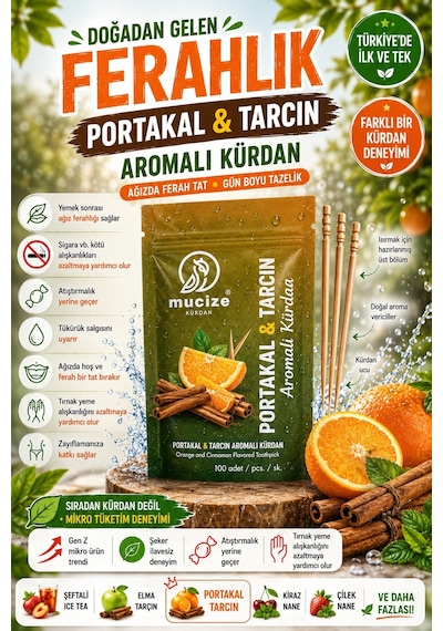 Mucize 2"li Set Portakal-tarçın Aromalı Kürdan Metal Kutu Doypak
