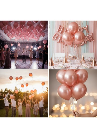 10 Adet Rose Parıltılı Metalik Balonlar Parti & Kutlama Paketi