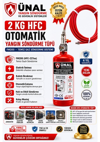 2 Kg Hfc Fm200 Otomatik Yangın Söndürme Tüpü Elektrik Panosu, Makine Ve Motor Bölmeleri