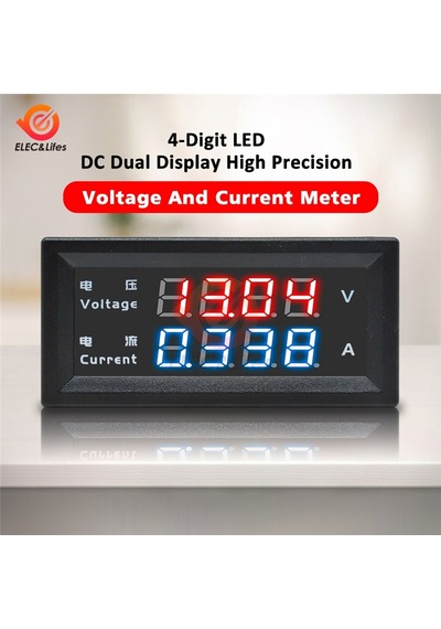 3bit 100v 10a-dc 100v 200v 10a 4 Haneli Yüksek Hassasiyetli Voltmetre Ampermetre Mavi + Kırmızı Led Amp Çift Ekran Dijital Volt Metre Ölçer