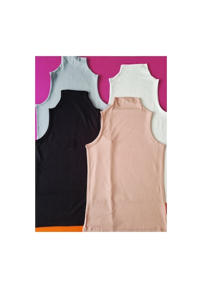 Demirsa Boutique Balıkçı Yaka, Sıfır Kol Modal Kumaş Pudra, Mavi, Siyah Ve Beyaz Renk 4'lü Kadın Atlet Çok Renkli Demirsa Boutique Balıkçı Yaka, Sıfır Kol Modal Kumaş Pudra, Mavi, Siyah Ve Beyaz Renk 4'lü Kadın Atlet Çok Renkli