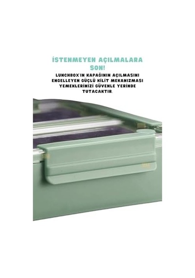 1100ml Lunchbox Tek Katlı 2 Bölmeli Paslanmaz Çelik Sefer Tası Yemek Kutusu Yeşil Bakır