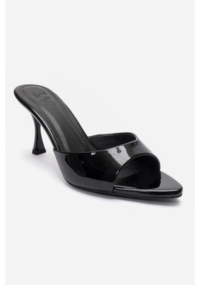 Luvishoes Tıera Siyah Rugan Kadın İnce Topuklu Terlik