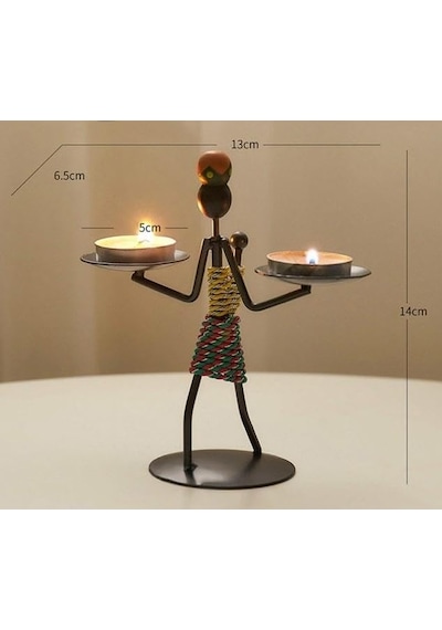 Sume Kadın Figürlü Metal Ferforje Tealight Mumluk Ev Dekoru Süs El Üstünde Mumluk Genel