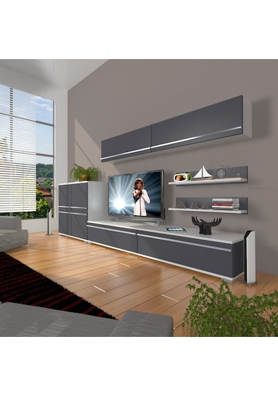 Decoraktiv Eko 6y Mdf Std Tv Ünitesi Tv Sehpası Beyaz - Antrasit
