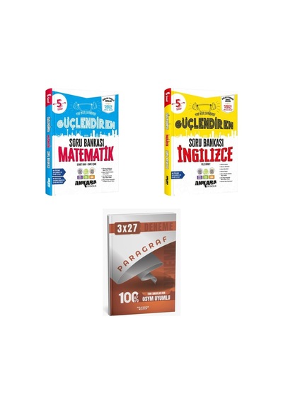 2027 Ankara 5. Sınıf Güçlendiren Matematik + İngilizce Soru + Anla Kazan Paragraf Deneme 3'lü Set