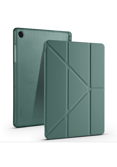 Samsung Galaxy Uyumlu Tab A11 Plus Kılıf Tri Folding Kalem Bölmeli Katlanabilir Standlı Pu Deri Yumuşak Kapak