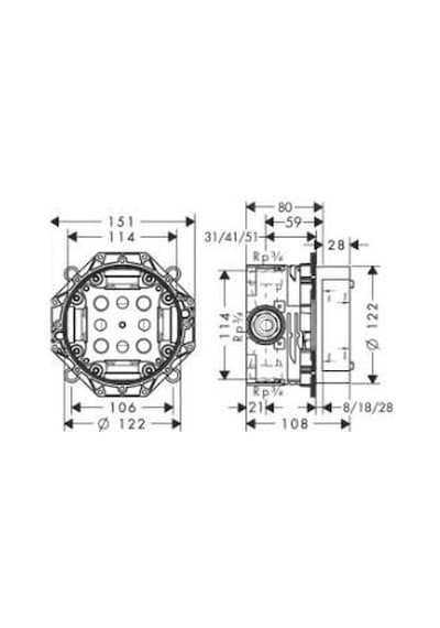 Hansgrohe ibox Universal iç Set Dn15 Dn20 01800180. Yeşil