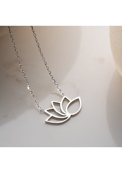 Vaoov 925 Ayar Gümüş Modern Lotus Çiçeği Kolye Gümüş