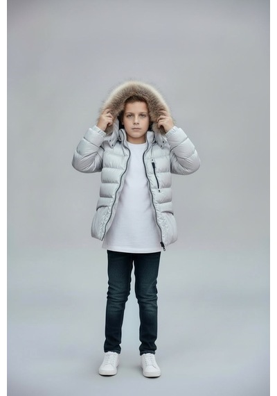 Benitto Kids Erkek Çocuk Şişme Mont 51334 Gri