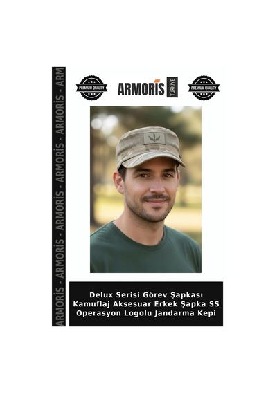 Armoris Delux Serisi Görev Şapkası Kamuflaj Aksesuar Erkek Şapka Ss Operasyon Logolu Jandarma Kepi