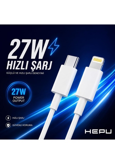 Hp-nyk001 Nova Series Type-c To Lightning 27w Hızlı Şarj Ve Veri Transfer Kablosu 1 Metre İphone Uyumlu Aşırı Akım Korumalı Beyaz