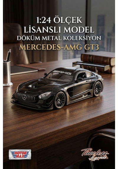 Motormax 1:24 Mercedes-amg Gt3 Model Araba - Metal Diecast - Siyah
