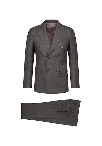 Hatemoğlu Kahverengi Slim Fit Kruvaze Klasik Takım Elbise 1973954 Kahverengi