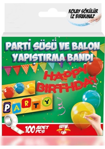 Parti Süsü ve Balon Yapıştırma Bandı Kolay Sökülür İz Bırakmaz Şeffaf 100AD