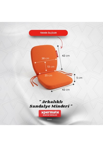 Arkalıklı Sandalye Minderi Oval Bağcıklı Mutfak Bahçe Balkon Minderi Kiremit