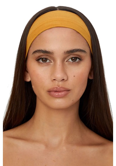 Saç Bandı Pamuk Kadın Bandana Spor Kafa Bandı Headband K.sarı Koyu Sarı