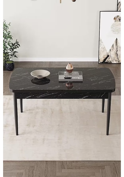 Loft Siyah Mermer 80x132 Açılabilir Mdf Masa Yemek Odası Takımı, Mutfak Takımı 6 Sandalye Antrasit Loft Siyah Mermer 80x132 Açılabilir Mdf Masa Yemek Odası Takımı, Mutfak Takımı 6 Sandalye Antrasit