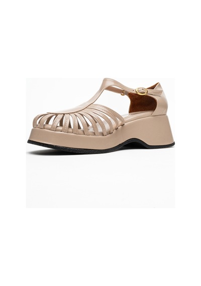 Luvishoes Luvi Shoes Anıel Bej Kadın Dolgu Topuklu Sandalet Bej