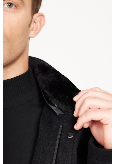 Ac&Co / Altınyıldız Classics Erkek Sıyah Standart Fit Normal Kesim Gömlek Yaka Yünlü Desenli Palto Siyah Ac&Co / Altınyıldız Classics Erkek Sıyah Standart Fit Normal Kesim Gömlek Yaka Yünlü Desenli Palto Siyah