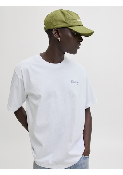 Jack & Jones Jack Jones Yazı Desenli Erkek Yuvarlak Yaka Tişört 12287990 Beyaz
