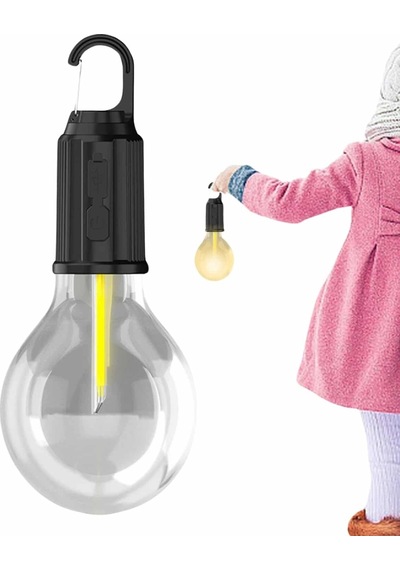 Şarjlı Aydınlatma Ampul Tasarımlı Ambians Işık Askılı Kamp Lambası - Altın