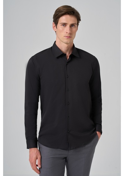 Morven Erkek Siyah Slim Fit Sert Yaka Gömlek 26mc004003001 Siyah