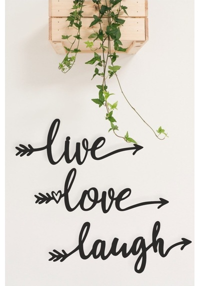 "live Love Laugh" Duvar Dekoru-süsü, Ahşap Dekoratif Tablo - 1