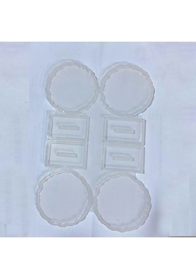 Epoksi Silikon Kalıp Tırtıklı Kenar Ayaklı Magnet Kalıp 7 Cm 4 Lü Şeffaf