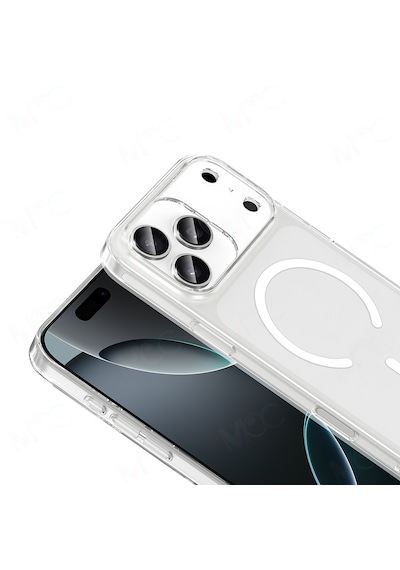 Apple Uyumlu iPhone 17 Pro Max Kılıf M-safe Şarj Özellikli Şeffaf Kamera Çerçeveli Pürüzsüz Kapak