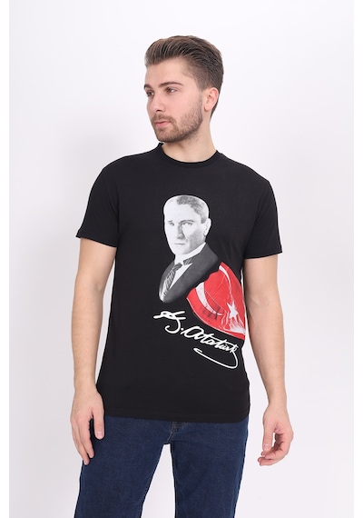 Toontoy Unisex Atatürk Baskılı Tişört 23093 Siyah