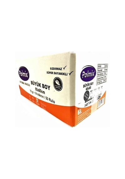 Polmix Standart Büyük Boy Çöp Poşeti Siyah 5 x 10'lu 65 x 80 CM