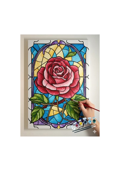Elmas Çiçek Boyama Seti. 25x35 Cm Ebatlarında. Uv Baskı 6 Ana Ren