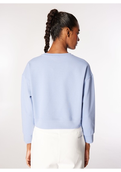 Discovery Expedition Mavi Kadın Bisiklet Crop Baskılı Sweatshirt D4wl-swt3010