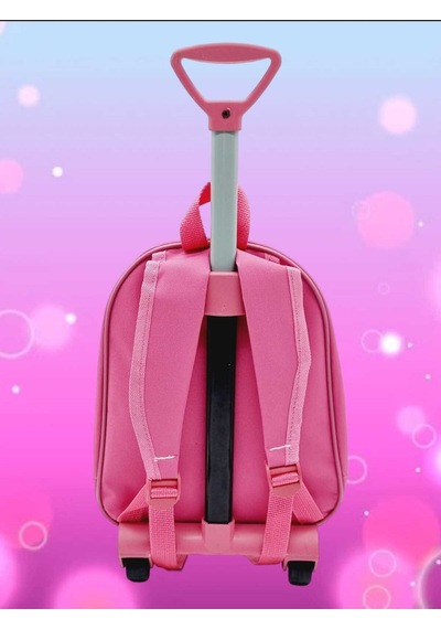 Tezzgelsin Kız Çocuk Minnie Mouse 5d Baskılı Çekçekli Tekerli Anaokulu Kreş Okul Çantası Ve Sırt Çantası Pembe