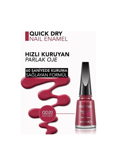 Flormar Oje - Quick Dry Nail Enamel QD20 Rose Taboo 8690604378760