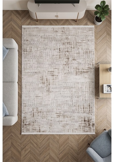 Vista %100 Akrilik Yumuşak Dokulu Modern Salon Oturma Odası Halısı Bej 00-80