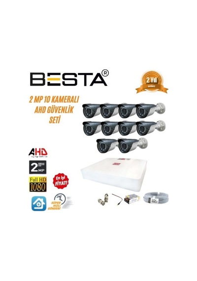 2mp Ahd 1080p Gece Görüşlü 10 Kameralı Güvenlik Sistemi