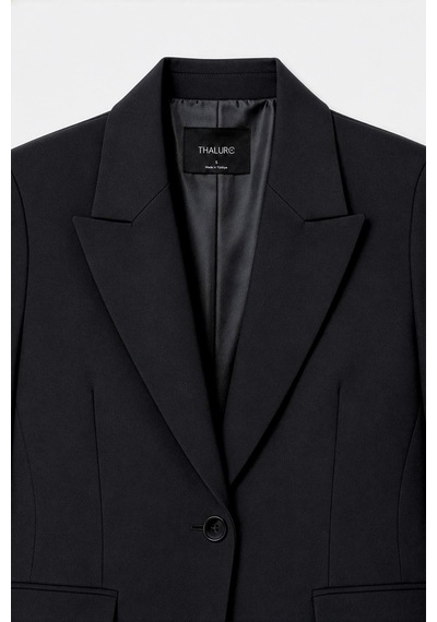 Thalure Kadın Siyah Vücuda Oturan Klasik Blazer