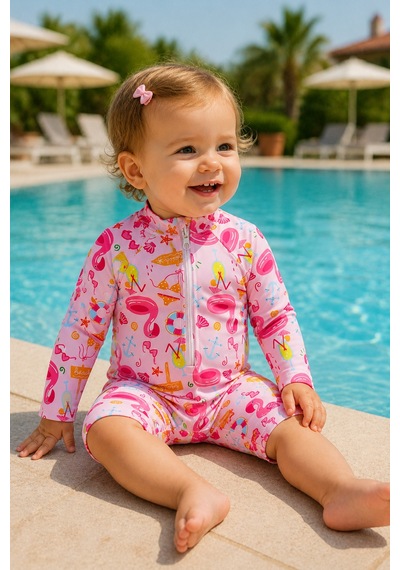 Beniizle Unisex Bebek Yüzücü Mayosu Pembe
