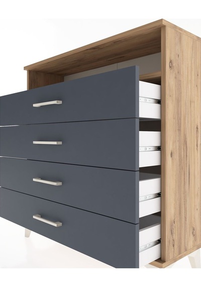 Arges Şifonyer Tek Raflı 4 Çekmeceli 88x30x96 Çam-antrasit Atlas Çam