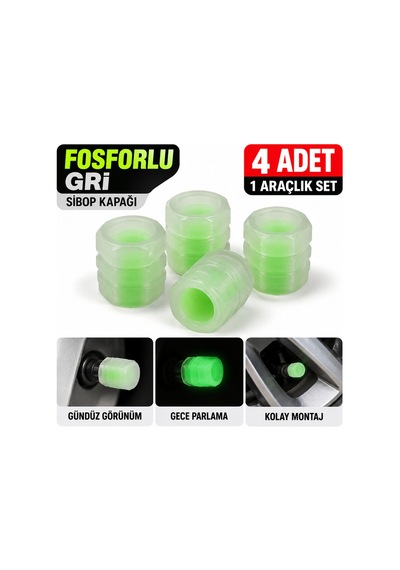 Fosforlu Gri Sibop Kapağı 4 Adet / 1 Araçlık Set - 939651937