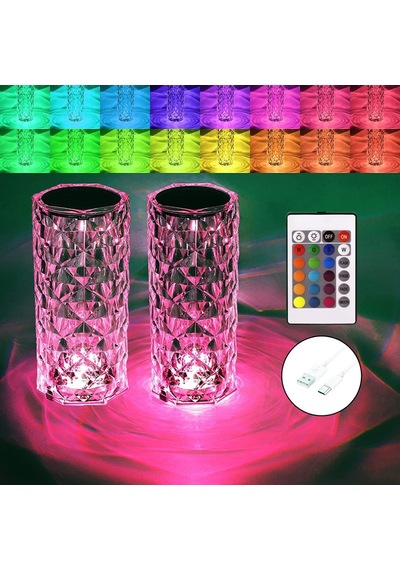 Big Rose Diamond Table Lamp Usb Charging Rgb Multi Colors Totch Lamp Kumandalı Kristal Dev Masa Lambası Rgb Renkli