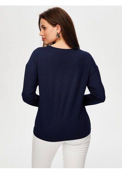Yuvarlak Yaka Uzun Kol T-shirt B00019-1 B00019-120 Lacivert