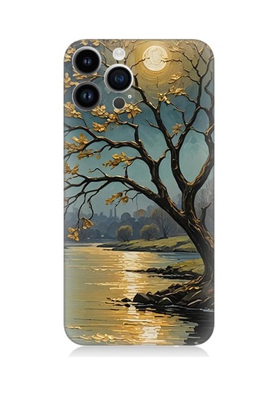 Apple Uyumlu iPhone 14 Pro  Gece Gölü Desenli Silikon Kılıf