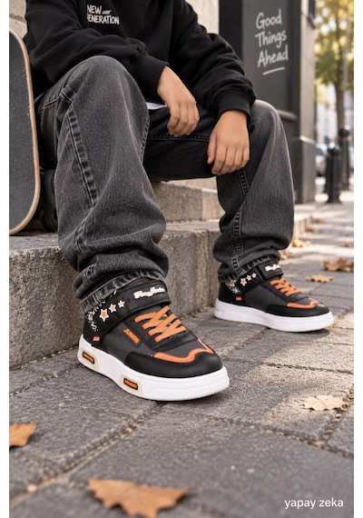 Mini Bonito Unisex Çocuk Sneaker Işıklı Tabanlı Günlük Spor Ayakkabı 26-30 Numara Arası Işıklı Füme