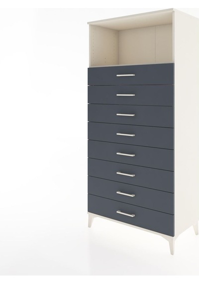 Hyperion Dolap Tek Raflı 8 Çekmeceli 88x44x182 Aytaşı-antrasit Aytaşı