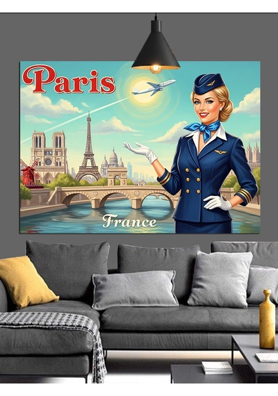 Paris Polis Memuru Kadın Dekoratif Kanvas - Mdf Ahşap Tablo